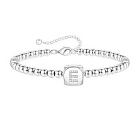 Yoosteel Silver Initial Bracelets For Girls 14K White Gold Filled Bead Chain Initial Bracelet Charm E Initial Silver Bracelets