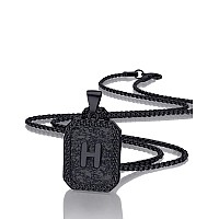 Airrty Initial Letter Pendant Necklace For Men Women Black Letter Necklace Box Chain Necklace 20 Inches Initial Necklaces For Me