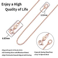 Jewlpire 925 Sterling Silver Chain Necklace For Women Girls 13Mm Cable Chain Rose Gold Plated Womens Chain Necklaces Shiny