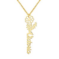 Roy Lopez Personalized Birth Flower Name Necklace Dainty Necklace For Women Customized Name Flower Necklace For Women Birthday G