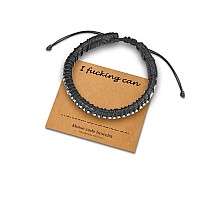 Mens Bracelet Gifts For Him Black Leather Bracelets Gifts For Men I Fcking Can Morse Code Bracelets Inspirational Motivational