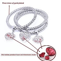 Silaner Crystal Charms Multilayer Bracelets 3Pcs Goldsilverrose Gold Corn Chain Bracelet For Women Tree Of Life Heart Shape