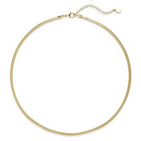 Nuzon 14K Gold Plated Snake Chain Necklace Thick Flat Herringbone Necklace Gold Choker Necklaces For Women Girl Gifts Jewelry 3M