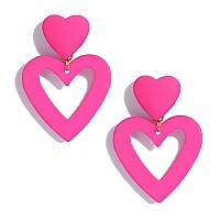 Poptopping Hot Pink Heart Earrings Dangling Heart Drop Earrings For Women Love Heart Dangle Earrings Valentines Day Mothers Da