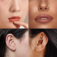 Gagabody Septum Jewelry Daith Earrings With Acrylic Pearl 316L Surgical Steel Nose Hoop 10Mm Lip Ring 16G Clicker Hoop Piercing