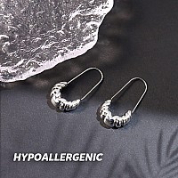 Sterling Silver Hoop Earrings For Women14K White Gold Earrings Hypoallergenic Chunky Huggie Silver Hoops Small Fashion Dainty E