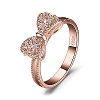 Jewelrypalace 14K Rose Gold Plated 925 Sterling Silver Rings For Women Cubic Zirconia Promise Rings For Her Stackable Wedding