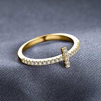 Jewelrypalace 14K Yellow Gold Plated 925 Sterling Silver Rings For Women Cubic Zirconia Promise Rings For Her Stackable Weddin