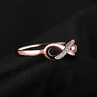 Jewelrypalace Infinity Forever Love Knot Cubic Zirconia Promise Ring For Her 14K Rose Gold Plated 925 Sterling Silver Rings For