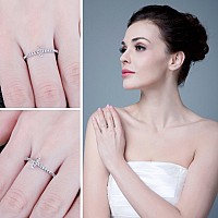 Jewelrypalace 14K White Gold Plated 925 Sterling Silver Rings For Women Cubic Zirconia Promise Rings For Her Stackable Wedding