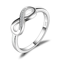 Jewelrypalace Infinity Forever Love Knot Cubic Zirconia Promise Ring For Her 14K White Gold Plated 925 Sterling Silver Rings Fo