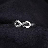 Jewelrypalace Infinity Forever Love Knot Cubic Zirconia Promise Ring For Her 14K White Gold Plated 925 Sterling Silver Rings Fo