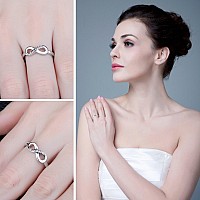 Jewelrypalace Infinity Forever Love Knot Cubic Zirconia Promise Ring For Her 14K White Gold Plated 925 Sterling Silver Rings Fo