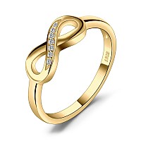 Jewelrypalace Infinity Forever Love Knot Cubic Zirconia Promise Ring For Her 14K Rose Gold Plated 925 Sterling Silver Rings For