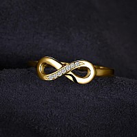 Jewelrypalace Infinity Forever Love Knot Cubic Zirconia Promise Ring For Her 14K Rose Gold Plated 925 Sterling Silver Rings For