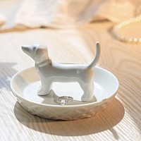 Eyonglion Dog Ring Holderceramic White Jewelry Holder Dog Gift For Women Birthdayweddinggraduationchristmasvalentines