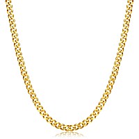 Fiusem Gold Cuban Link Chain For Men 5Mm Mens Chain Necklaces Stainless Steel Chain Necklaces For Men Women And Boys 28 Inch