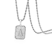 Airrty Initial Letter Pendant Necklace For Men Women Sterling Silver Plated Rope Chain Necklace 20 Inches Initial Necklaces For