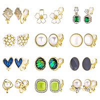 Newitin 12 Pairs Clip On Earrings For Women Cute Earrings Crystal Earrings Pearl Earrings Charming Fashion Earrings Non Piercing