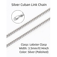 Asdull 925 Sterling Silver Clasp 35Mm Silver Cuban Link Chain Necklace For Men Silver Link Chain For Women 18 Inches