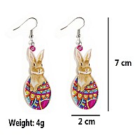 Cute Acrylic Wooden Easter Rabbit Bunny Drop Earrings Mushroom Colorful Holiday Easter Eggs Flower Basket Dangle Earrings For Wo