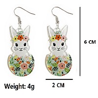 Cute Acrylic Wooden Easter Rabbit Bunny Drop Earrings Mushroom Colorful Holiday Easter Eggs Flower Basket Dangle Earrings For Wo