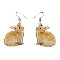 Cute Acrylic Wooden Easter Rabbit Bunny Drop Earrings Mushroom Colorful Holiday Easter Eggs Flower Basket Dangle Earrings For Wo