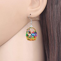 Bonsny Acrylic Drop Dangle Easter Basket Bunny Hare Rabbit Earrings Jewelry For Women Gift Charms Honey