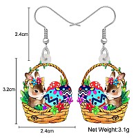 Bonsny Acrylic Drop Dangle Easter Basket Bunny Hare Rabbit Earrings Jewelry For Women Gift Charms Honey