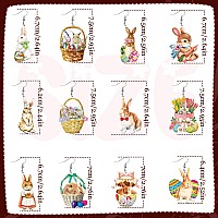 Ecally 12 Pairs Easter Acrylic Bunny Rabbit Funny Drop Dangle Cute Eggs Basket Bunny S For Women Girls Teens Gift Party