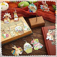 Ecally 12 Pairs Easter Acrylic Bunny Rabbit Funny Drop Dangle Cute Eggs Basket Bunny S For Women Girls Teens Gift Party