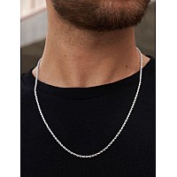 Asdull 925 Sterling Silver Clasp 25Mm Silver Rope Chain Necklace For Men Silver Link Chain For Women 22 Inches