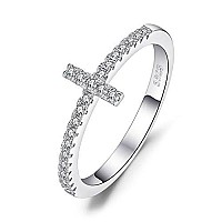 Jewelrypalace 14K White Gold Plated 925 Sterling Silver Rings For Women Cubic Zirconia Promise Rings For Her Stackable Wedding