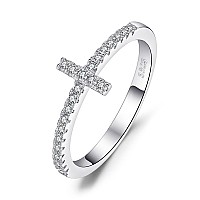 Jewelrypalace 14K White Gold Plated 925 Sterling Silver Rings For Women Cubic Zirconia Promise Rings For Her Stackable Wedding