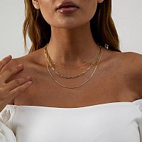 Feskive Layered Necklaces For Women Silver Plated Dainty Snake Twist Rope Delicate Layered Necklace Different Length Choker Neck