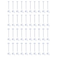 Modrsa Clear Earrings Stud 20G Plastic Earrings Studs Earring Retainer For Work Sports Surgery Clear Earring Retainers Round Fla