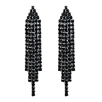 Selovo Chandelier Tassel Dangle Linear Drop Earrings Party Jewelry Clear Austrian Crystal Black