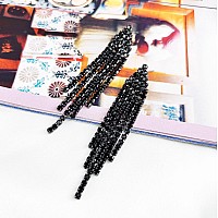 Selovo Chandelier Tassel Dangle Linear Drop Earrings Party Jewelry Clear Austrian Crystal Black