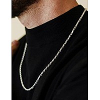 Asdull Silver Necklace For Women Men 3Mm Rope Chain Solid 925 Sterling Silver Clasp Rope Chain Silver Chain For Men 18 Inches