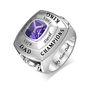 Yuyoo Champion Rings For Men Custom Nameyearlucky Number Personalized Birthstone Rings For Boys Sport Lovers Jewelry Birthday