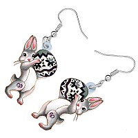 Bonsny Acrylic Drop Dangle Easter Basket Bunny Hare Rabbit Earrings Jewelry For Women Gift Charms Soot