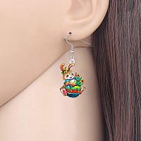 Bonsny Acrylic Drop Dangle Easter Basket Bunny Hare Rabbit Earrings Jewelry For Women Gift Charms Colorful