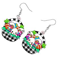 Bonsny Acrylic Drop Dangle Easter Basket Bunny Hare Rabbit Earrings Jewelry For Women Gift Charms Cloud