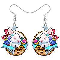 Bonsny Acrylic Drop Dangle Easter Basket Bunny Hare Rabbit Earrings Jewelry For Women Gift Charms Totilla