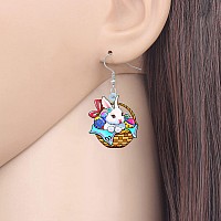 Bonsny Acrylic Drop Dangle Easter Basket Bunny Hare Rabbit Earrings Jewelry For Women Gift Charms Totilla