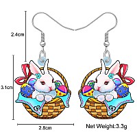 Bonsny Acrylic Drop Dangle Easter Basket Bunny Hare Rabbit Earrings Jewelry For Women Gift Charms Totilla