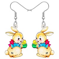 Bonsny Acrylic Drop Dangle Easter Basket Bunny Hare Rabbit Earrings Jewelry For Women Gift Charms Salt