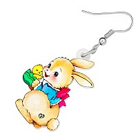 Bonsny Acrylic Drop Dangle Easter Basket Bunny Hare Rabbit Earrings Jewelry For Women Gift Charms Salt