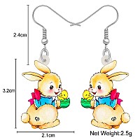 Bonsny Acrylic Drop Dangle Easter Basket Bunny Hare Rabbit Earrings Jewelry For Women Gift Charms Salt