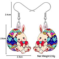 Bonsny Acrylic Drop Dangle Easter Basket Bunny Hare Rabbit Earrings Jewelry For Women Gift Charms Cream